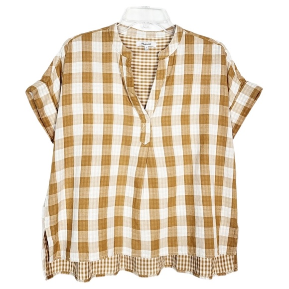 Madewell Tops - Madewell Brown and White Plaid Blouse
